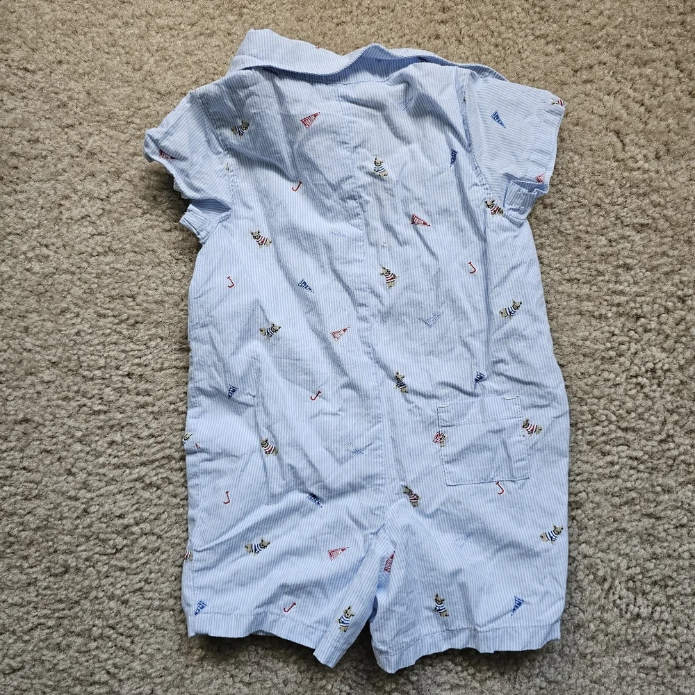 Janie and Jack striped frenchie french bulldog flag romper one piece 3-6 months
